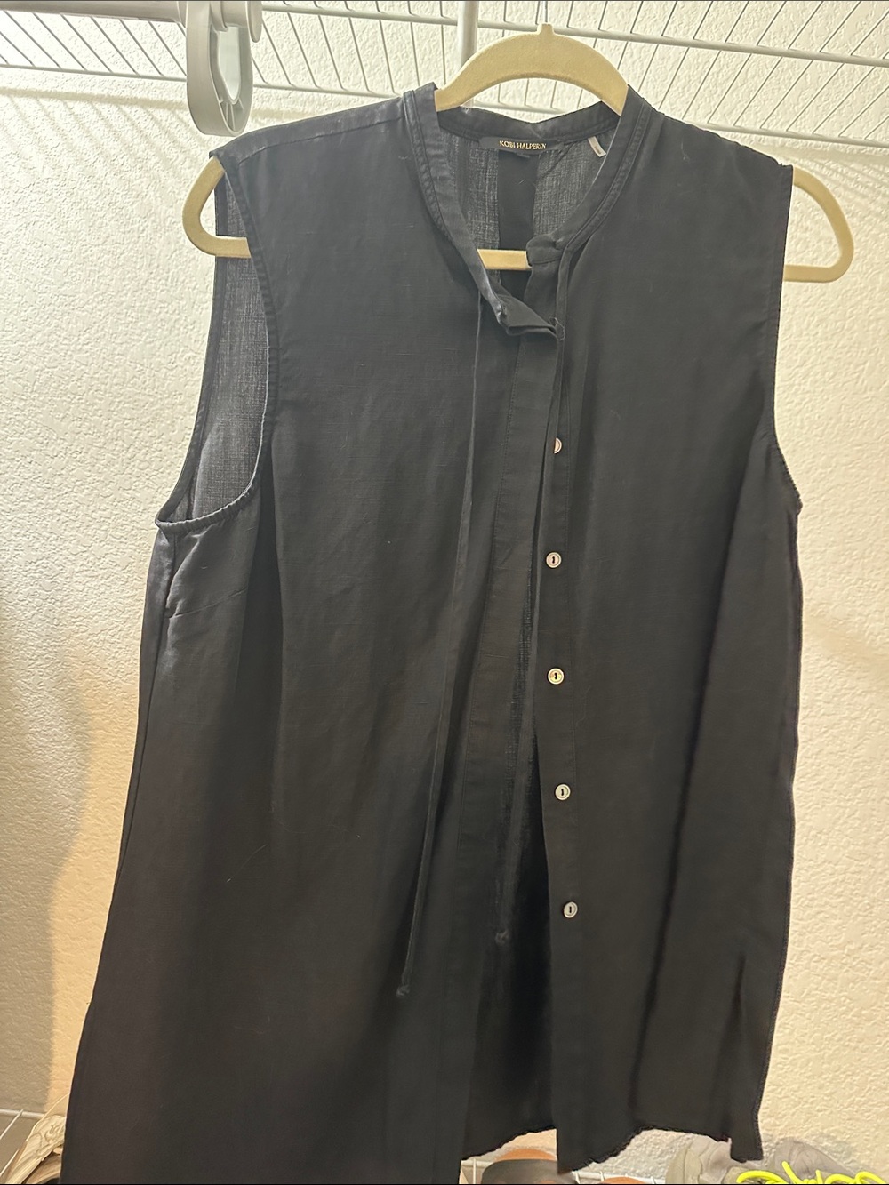 Kobi Halperin Black Sleeveless Button-Down Shirt